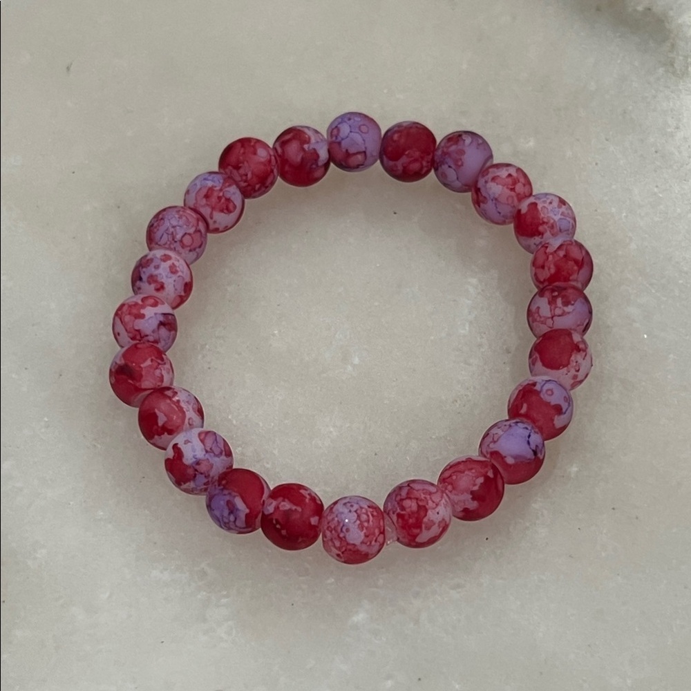 Vibrant Red and Purple Beaded Bracelet